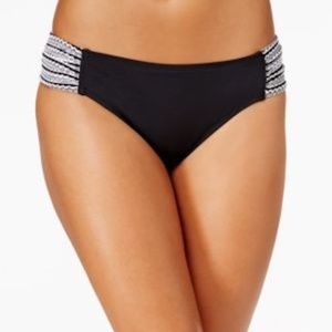 NWT $54 Anne Cole Black Bikini Bottom White Trim